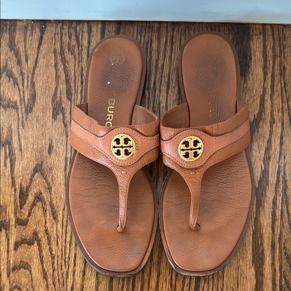 Tory Burch Brown Leather Sandals, Sz 9 - Picture 2 of 12